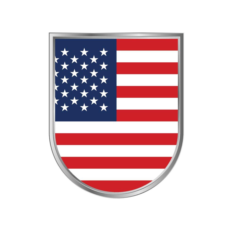 bandeira americana com desenho vetorial de moldura de prata vetor