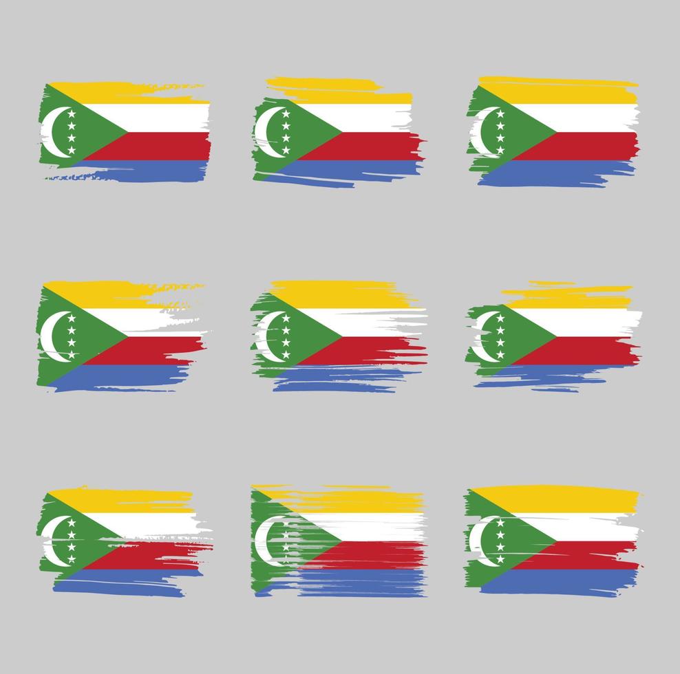 pinceladas de bandeira de comores pintadas vetor