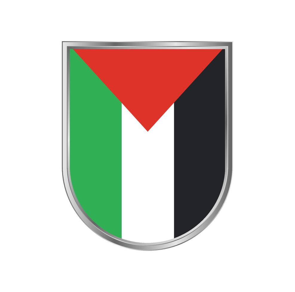 bandeira da Palestina ou de Gaza com desenho vetorial de moldura de prata vetor