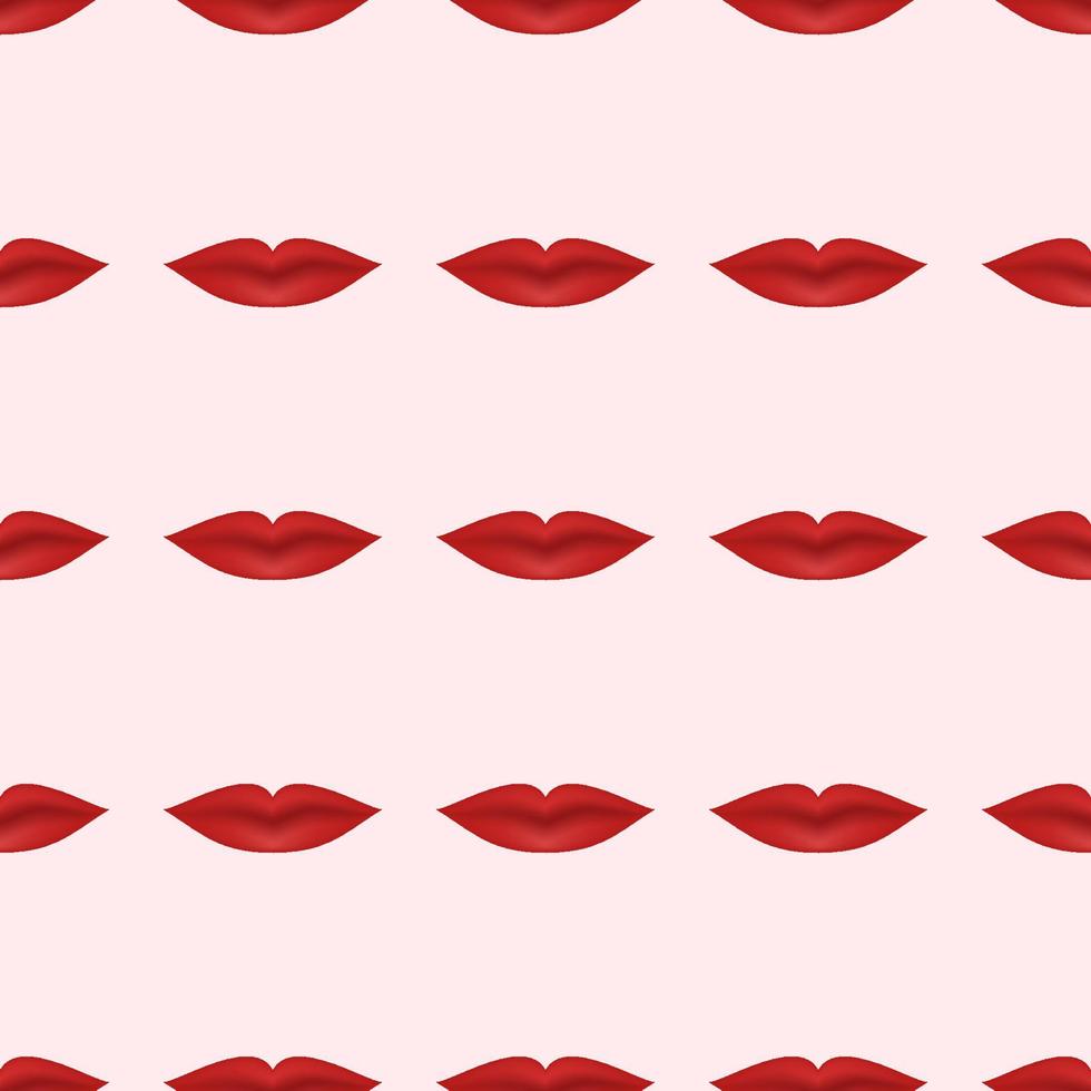 padrão sem emenda de lábios sexy vermelhos realista no fundo rosa. boca da mulher. ilustração vetorial para rótulos de produtos cosméticos, salões de beleza, tecidos e maquiadores. vetor