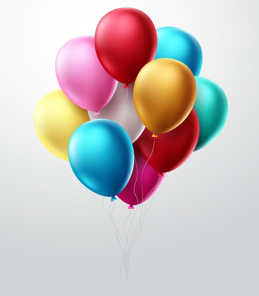 conceito de vetor de balões de aniversário. bando colorido de elementos de balão voador para design de cartão de convite e celebração de festa de aniversário. ilustração vetorial