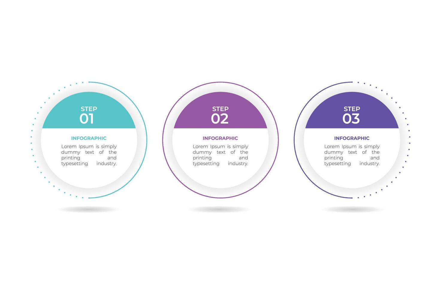 visualização de dados de negócios. gráfico de processo. elementos abstratos de gráfico, diagrama com etapas, modelo infográfico com 3 opções. ilustração vetorial. vetor