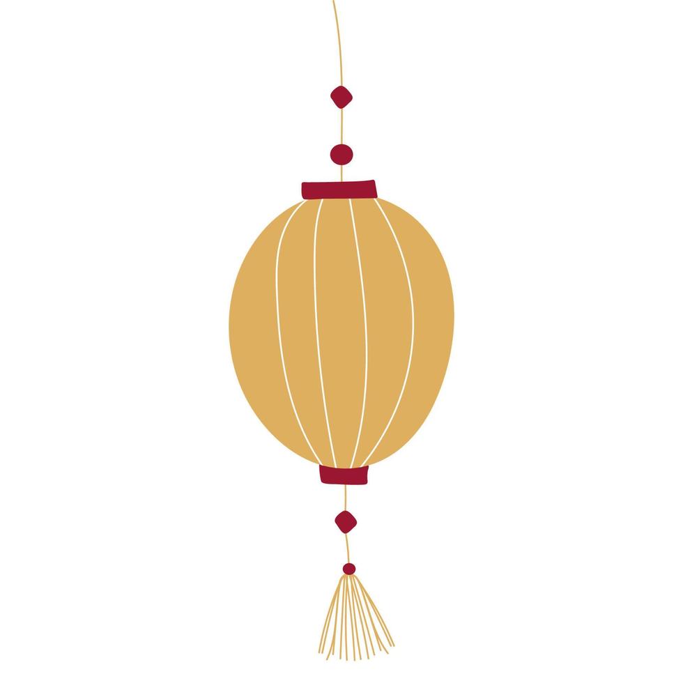 lanterna de ano novo chinês de ouro vermelho. desenho à mão isolado no branco vetor