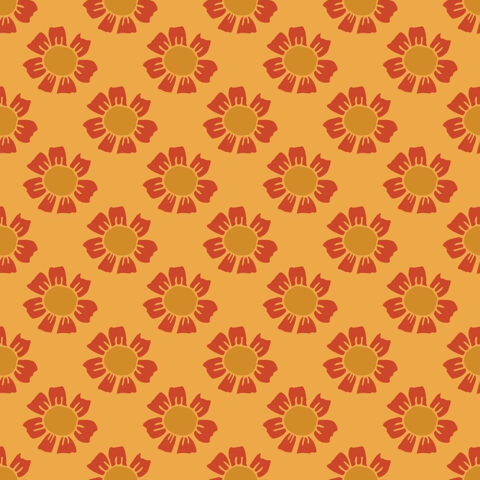 padrão sem emenda com flores vermelhas. fundo floral. flores vermelhas isoladas em fundo laranja vetor