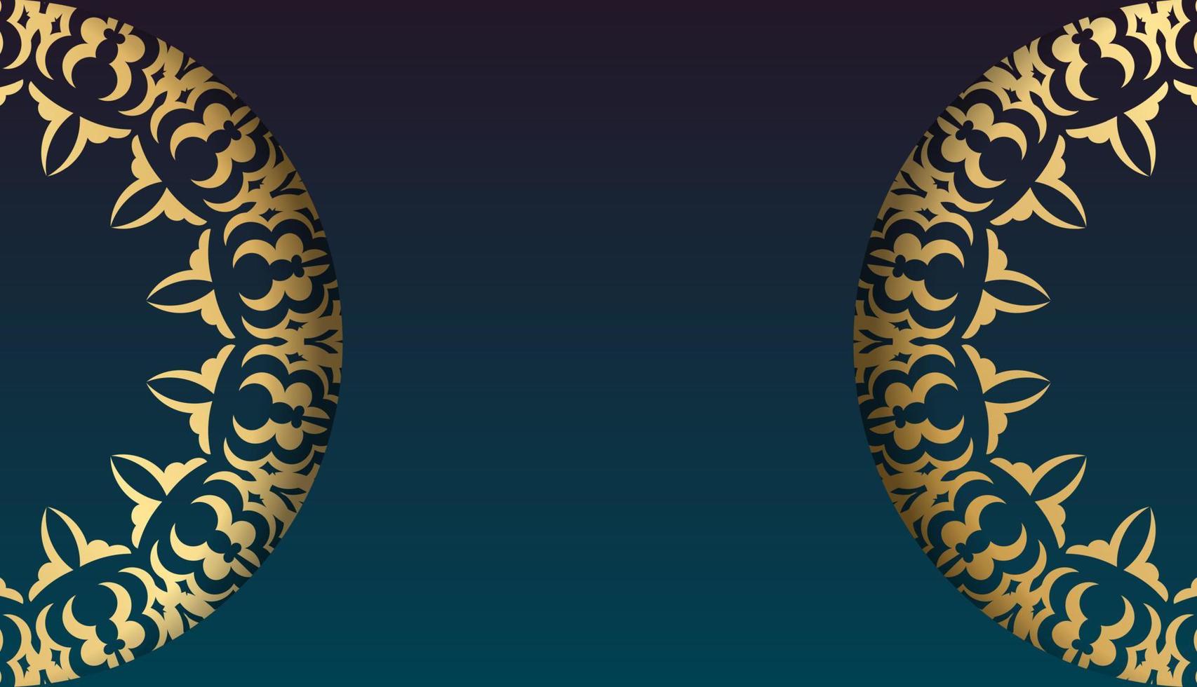 banner gradiente azul com ornamentos de ouro antigos e espaço para seu logotipo ou texto vetor