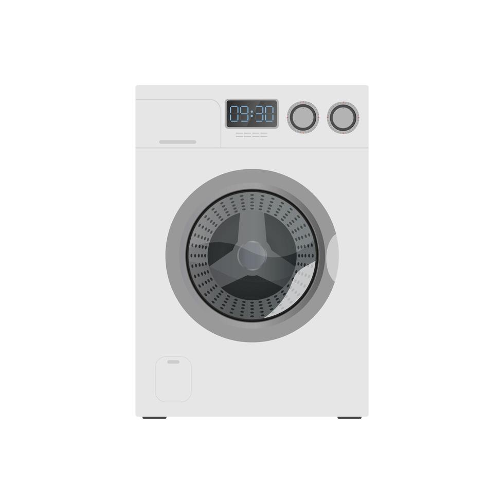 máquina de lavar branca isolada em um fundo branco. máquina de lavar de vetor realista.