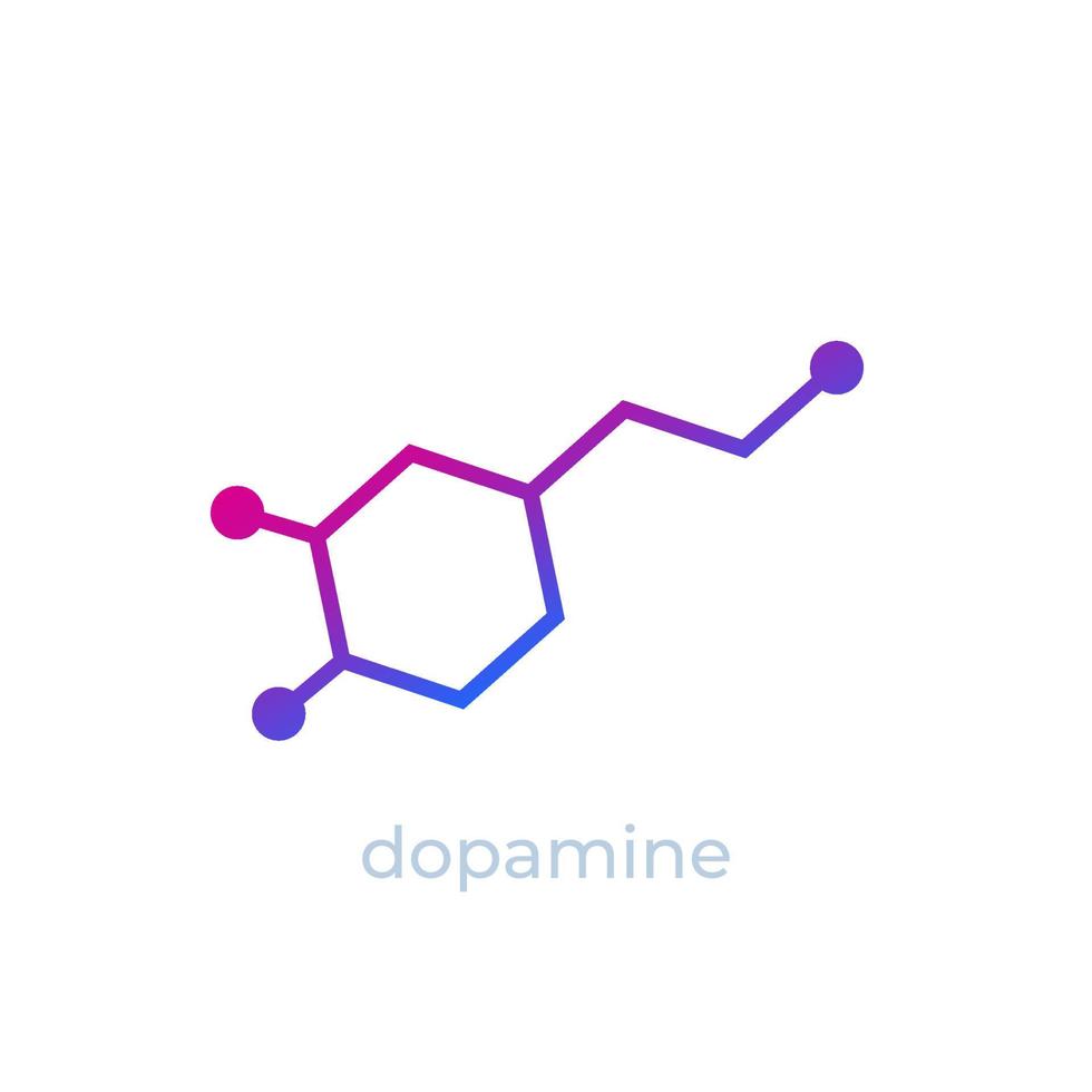 ícone da molécula de dopamina em branco vetor