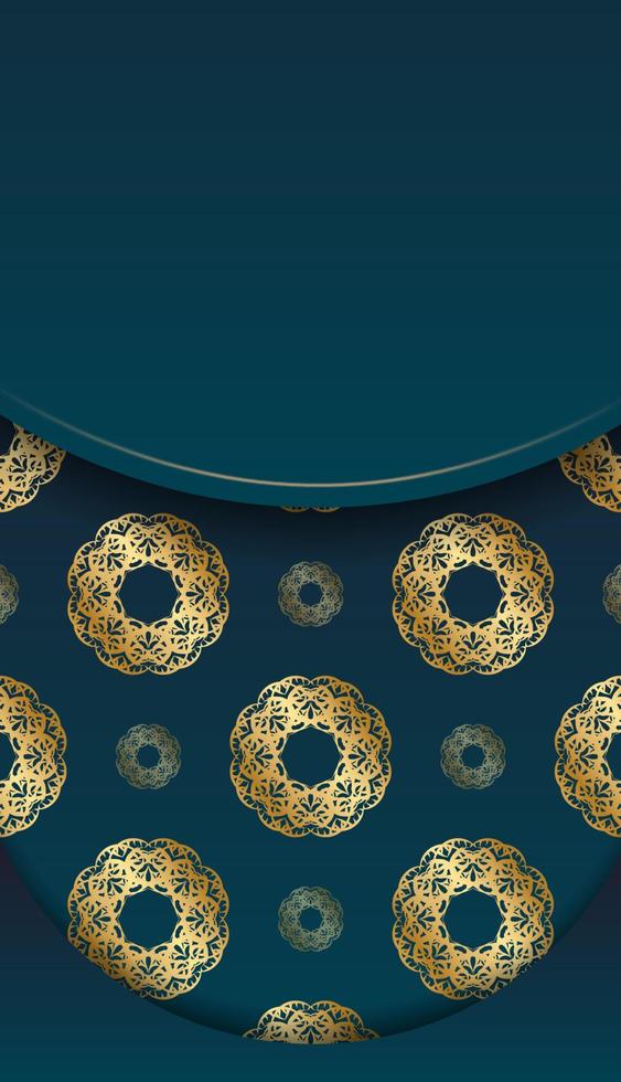 banner gradiente azul com ornamento de mandala de ouro e coloque sob o seu texto vetor