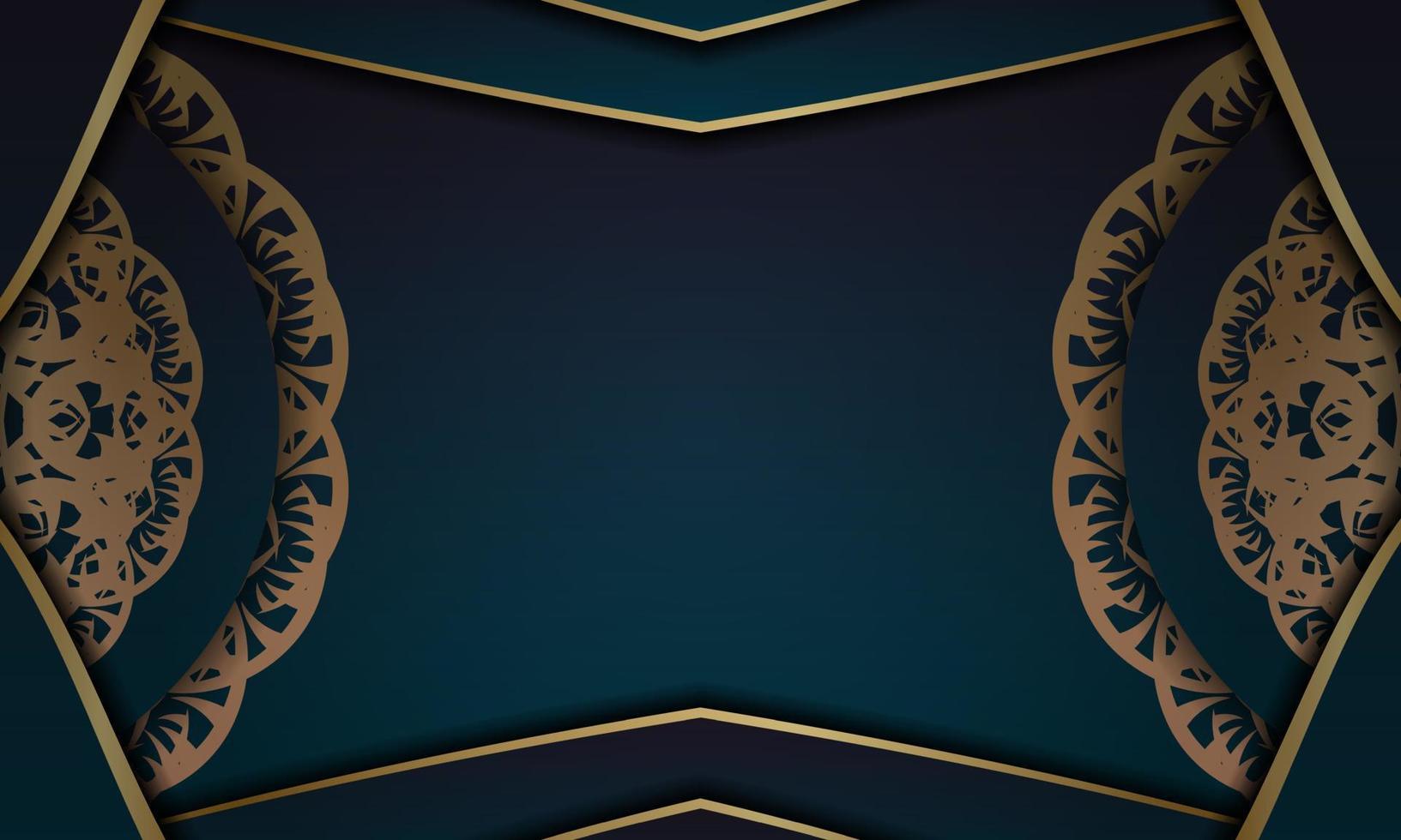 banner gradiente azul com ornamento de ouro abstrato e espaço para seu logotipo vetor