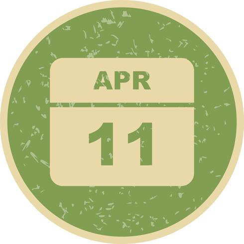 11 de abril Data em um calendário de dia único vetor
