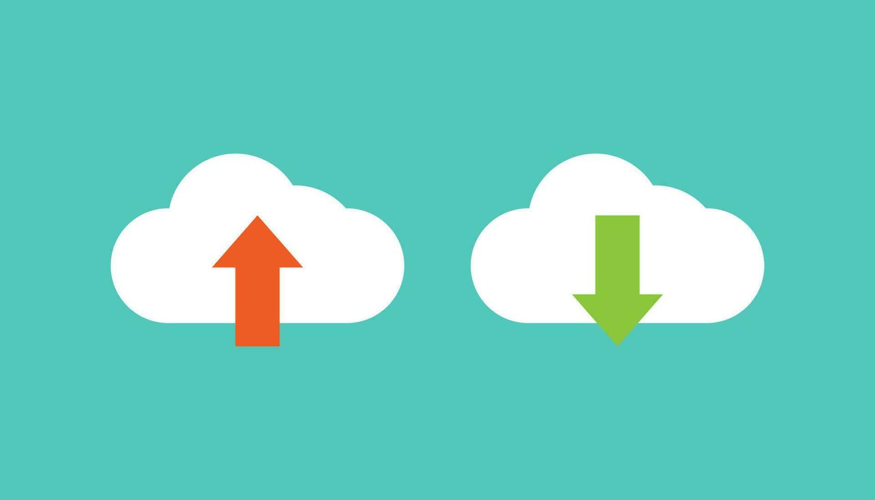 upload e download de desenho vetorial, nuvem e ícone de seta para upload e download vetor