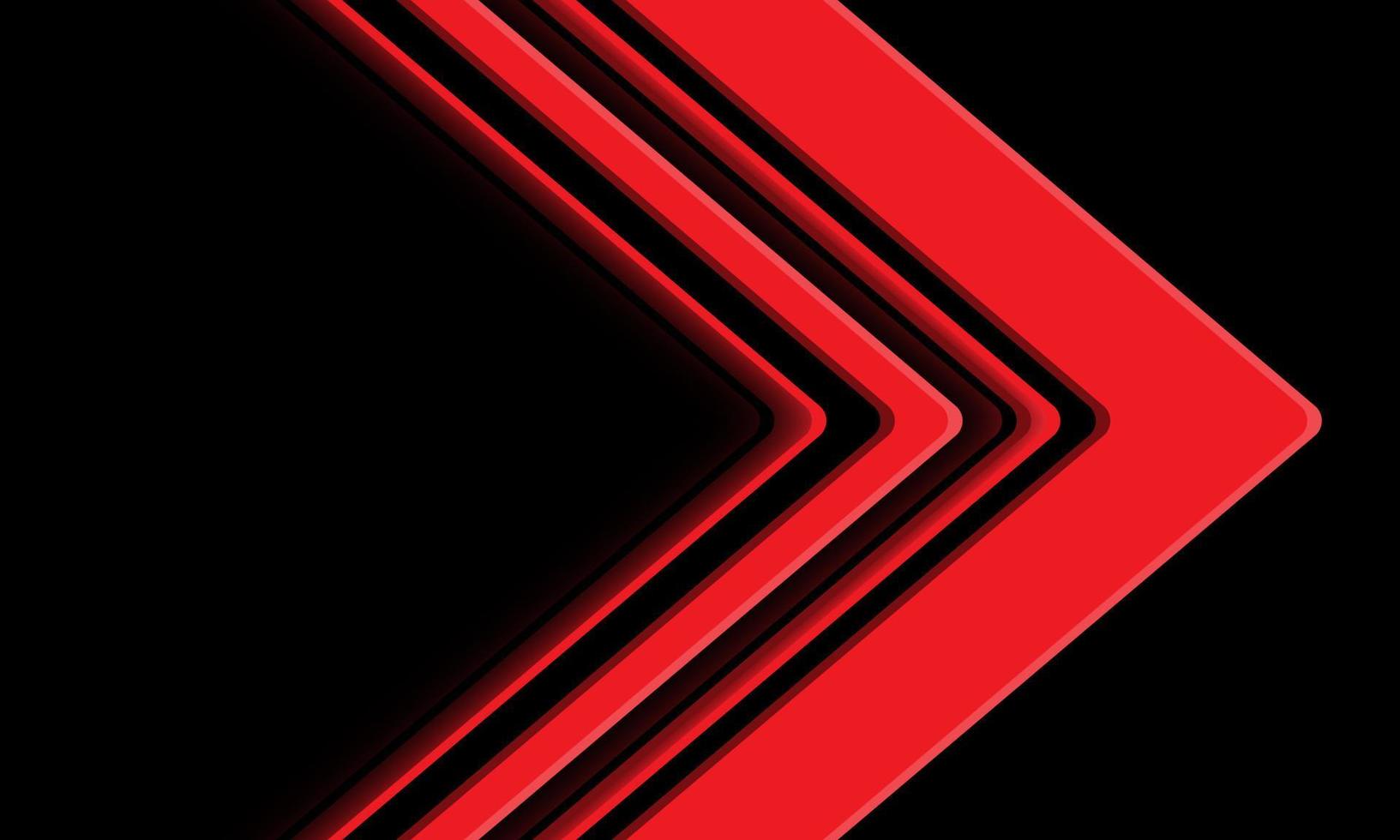 Direção da seta vermelha abstrata geométrica em vetor de fundo de tecnologia futurista moderna de design preto