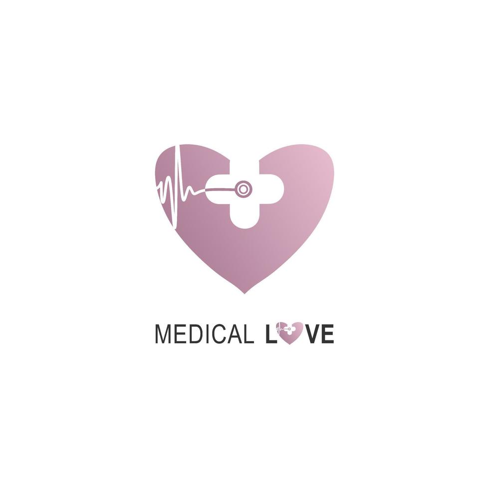 logotipo da saúde. adequado para sua empresa de saúde. sinal de logotipo de vetor de design minimalista e plano elegante de medicina de saúde. logotipo de farmácia de amor médico. logotipo para clínica, hospital ou médico.