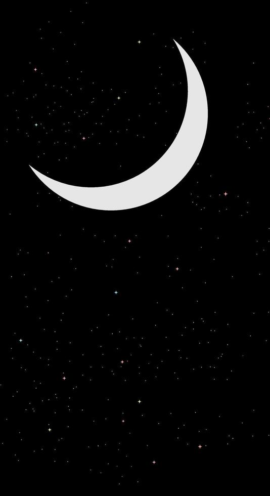 ilustração de galáxia em estilo simples, com desenho de lua e estrelas em visão noturna. fundo escuro estético e bonito. modelo de banner para o tema do protetor de tela do telefone móvel, tela de bloqueio e papel de parede. vetor