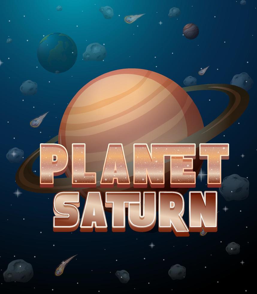 cartaz do logotipo da palavra planeta saturno vetor