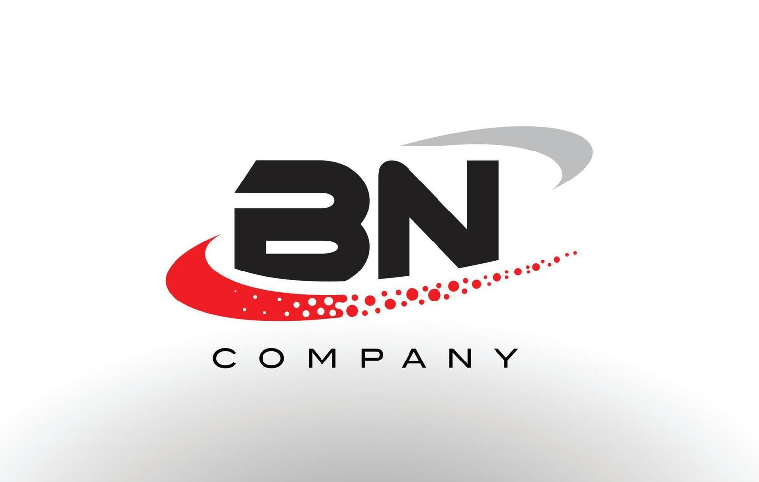 bn design de logotipo de carta moderna com swoosh pontilhado vermelho vetor