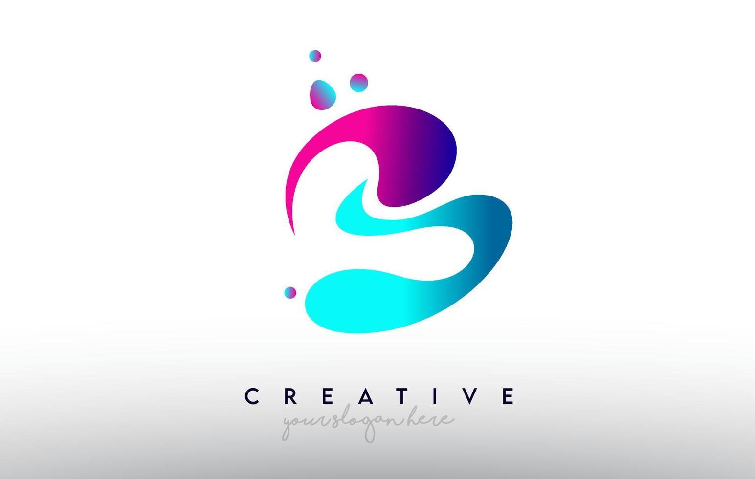 logotipo do design da letra b. cores de letras de chiclete de arco-íris com pontos e formas criativas coloridas fluidas vetor