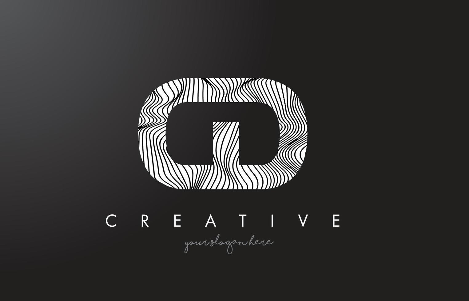 logotipo da letra cd cd com vetor de design de textura de linhas zebra.