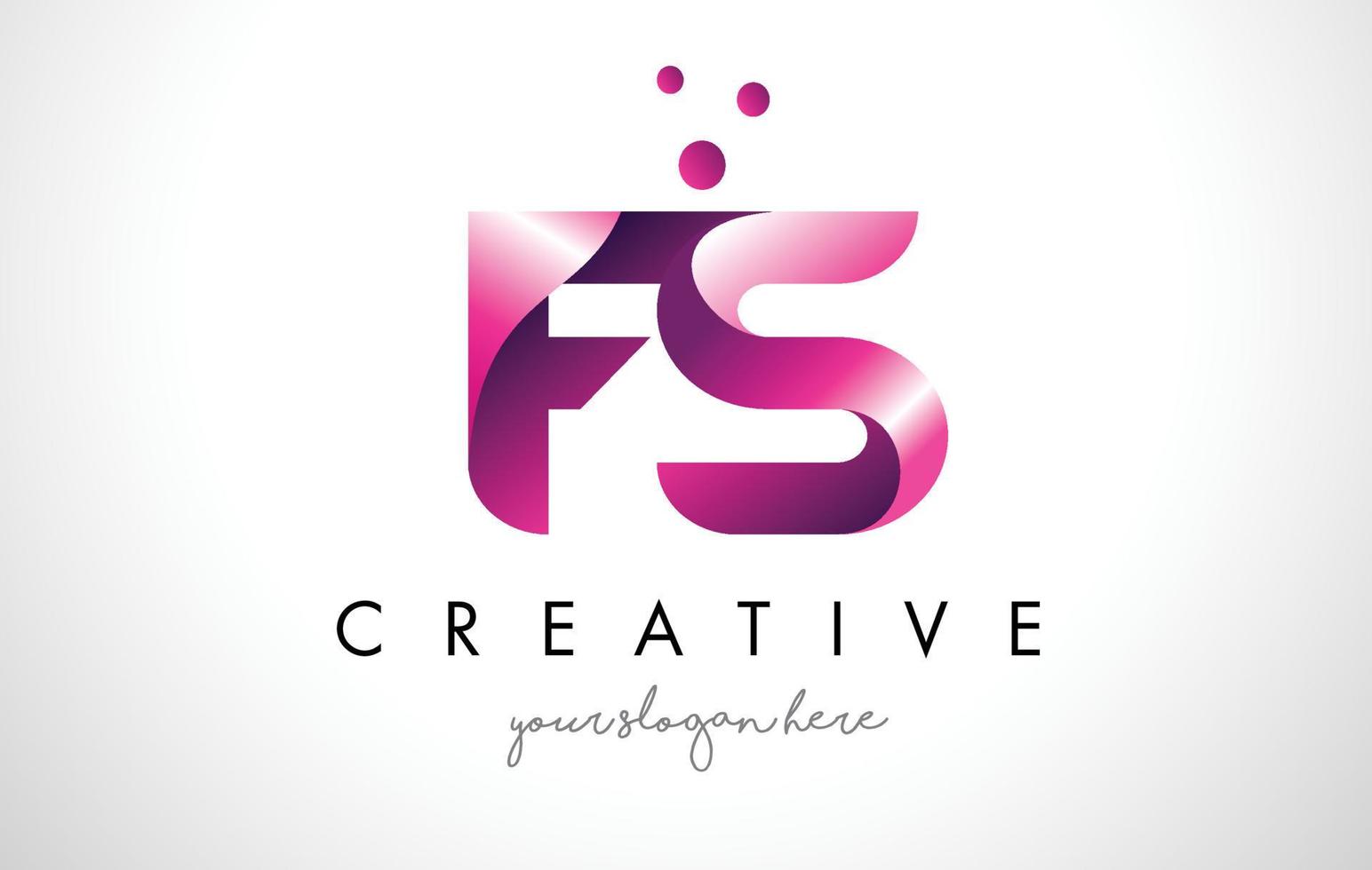 Design do logotipo da letra fs com cores roxas e pontos vetor