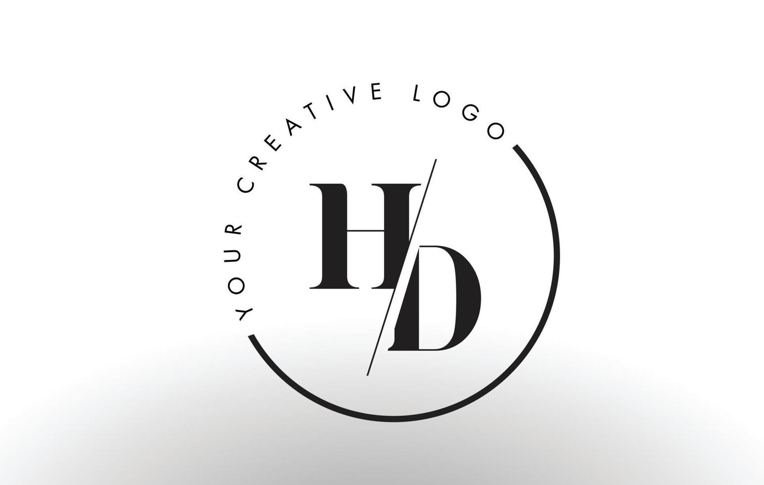 design de logotipo de letra hd serif com corte interseccionado criativo. vetor