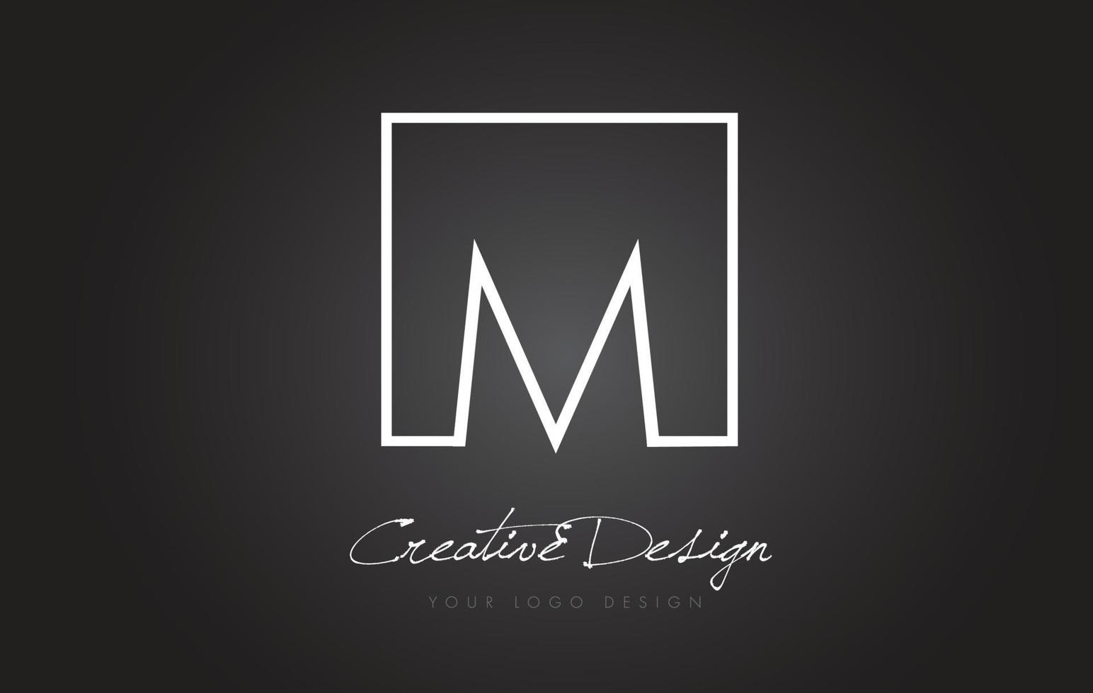 m design de logotipo de carta moldura quadrada com cores preto e branco. vetor