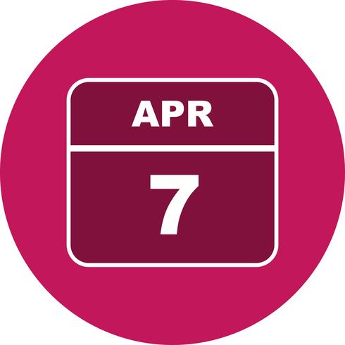 7 de abril Data em um calendário de dia único vetor