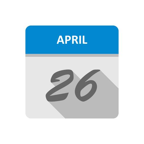 Data de 26 de abril em um calendário de dia único vetor