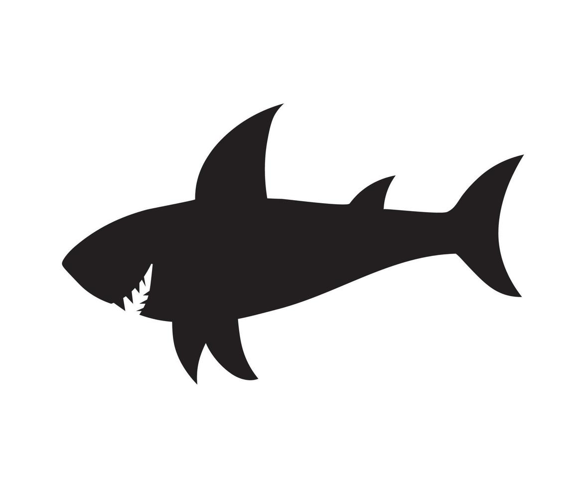 silhueta negra de um tubarão dentuço vetor