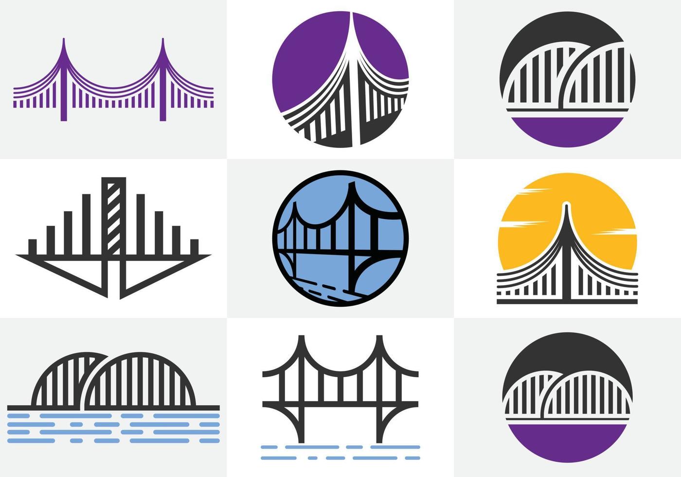 modelo de design de logotipo de ponte abstrata criativa. símbolo do sinal da ponte vetor