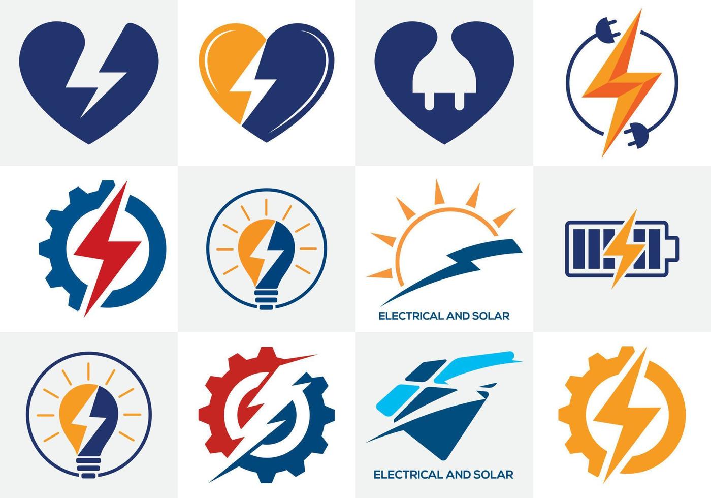 eletricidade logotipo modelo iluminação parafuso sinal símbolo. conjunto de ícones de vetor