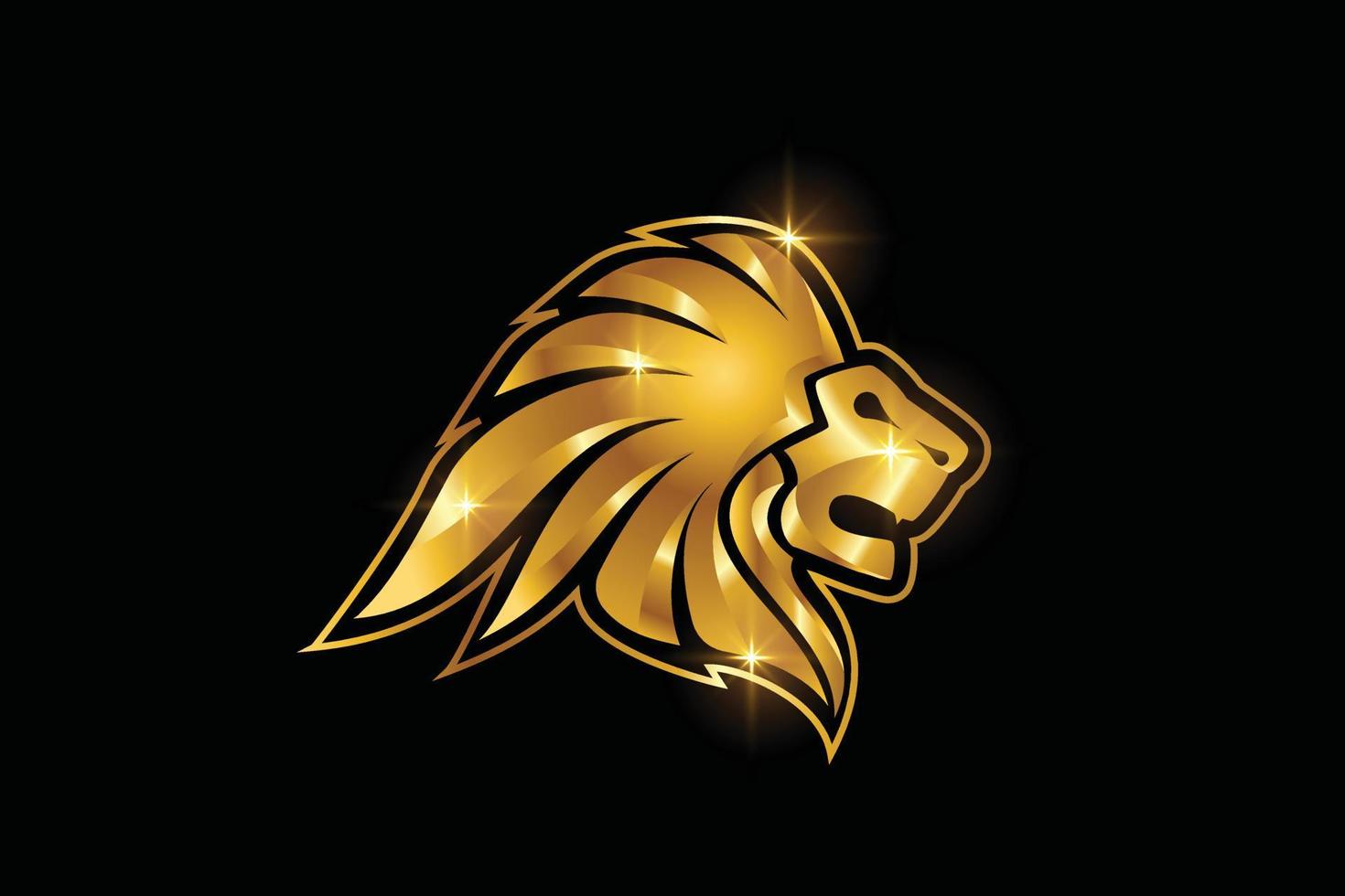 design do logotipo da cabeça de leão na cor dourada vetor