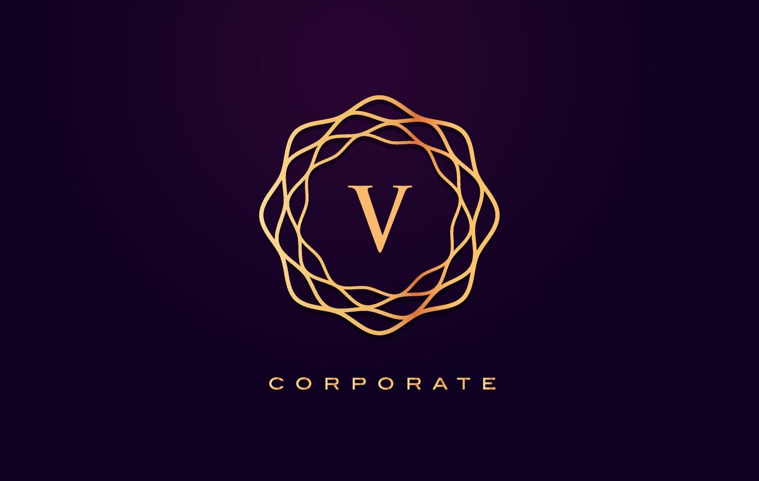 logotipo de luxo v. vetor de design de carta de monograma