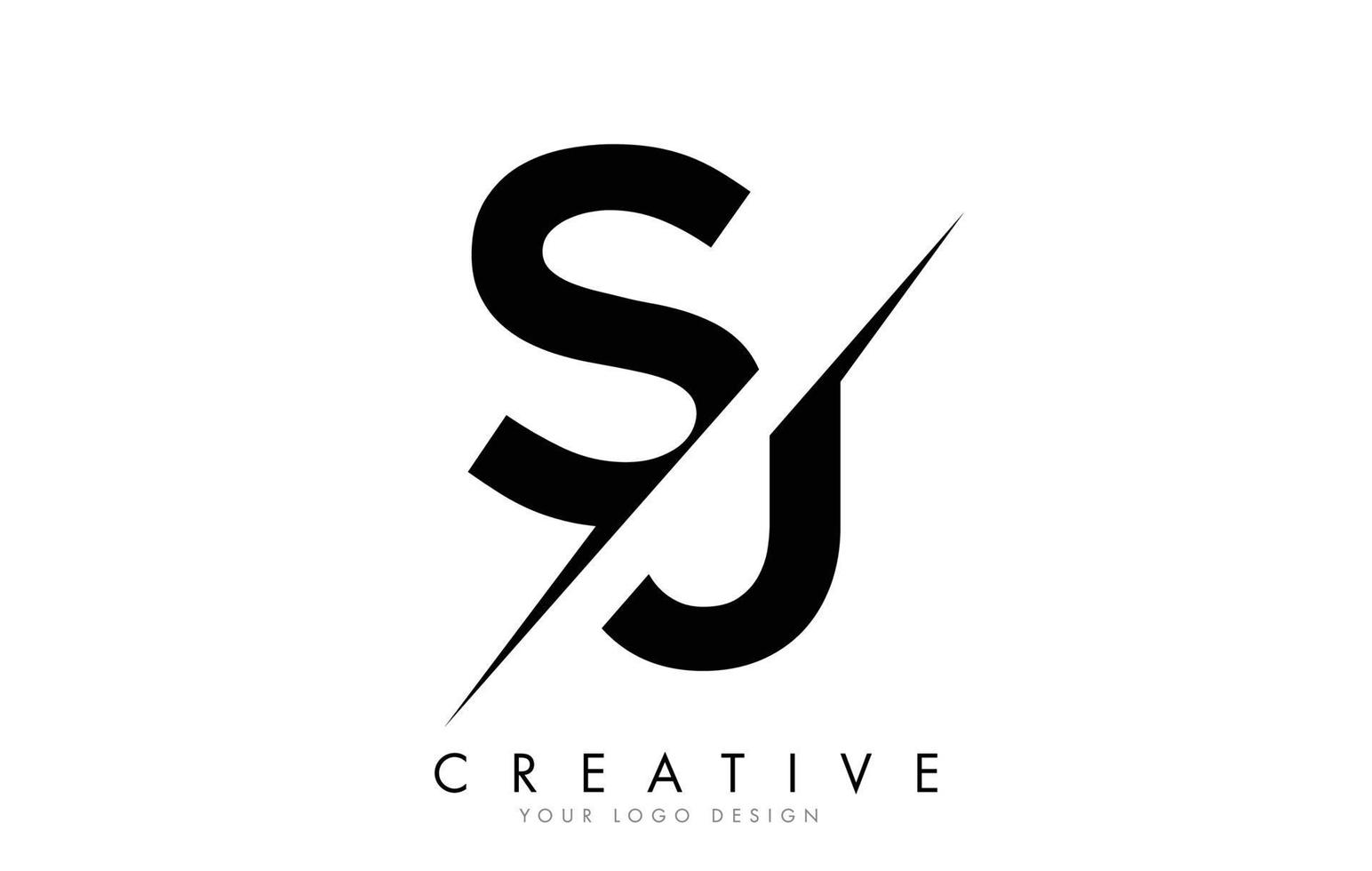 Projeto do logotipo da letra sj sj com um corte criativo. vetor