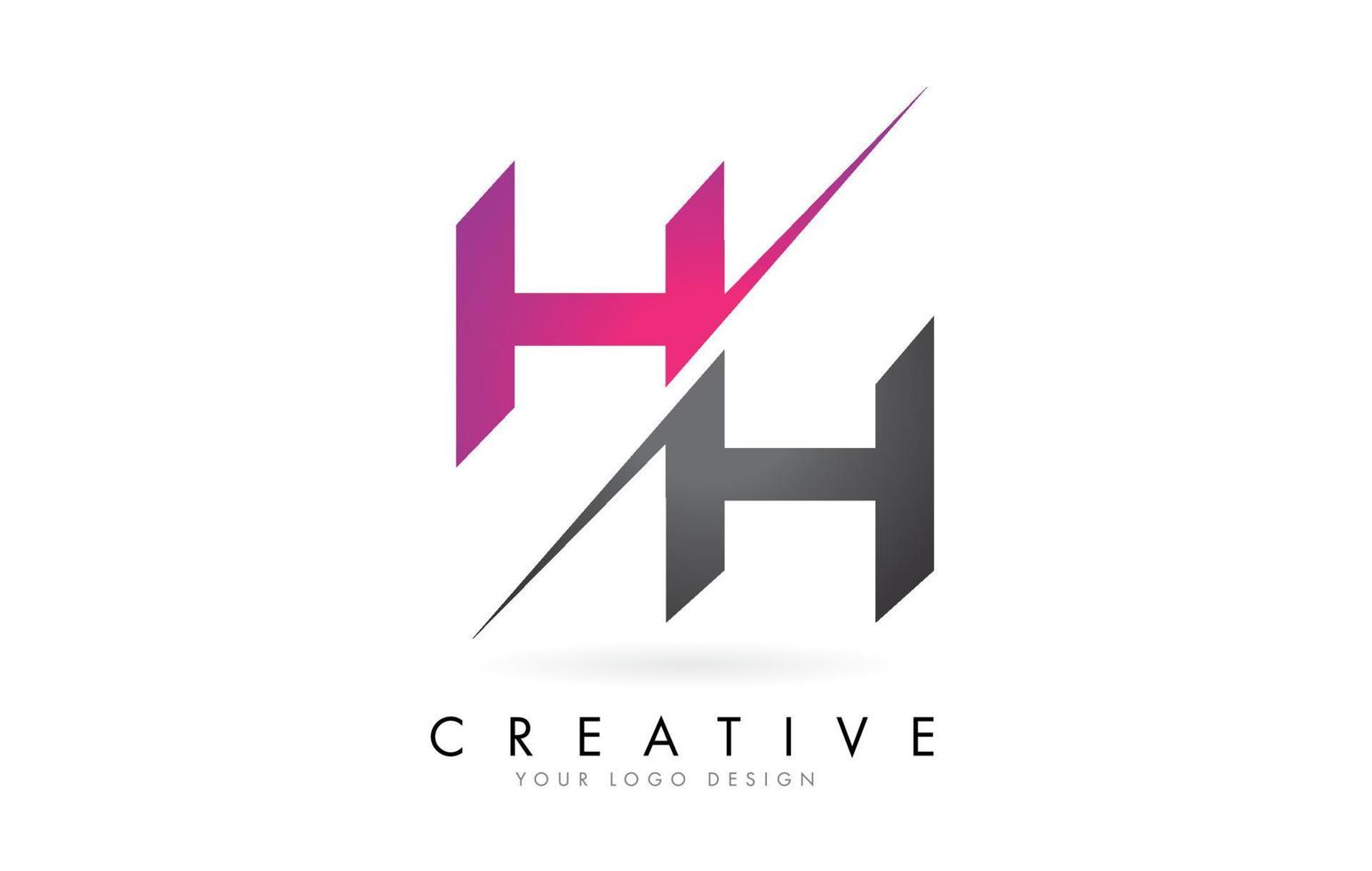 logotipo da letra hh hh com design de bloco de cores e corte criativo. vetor