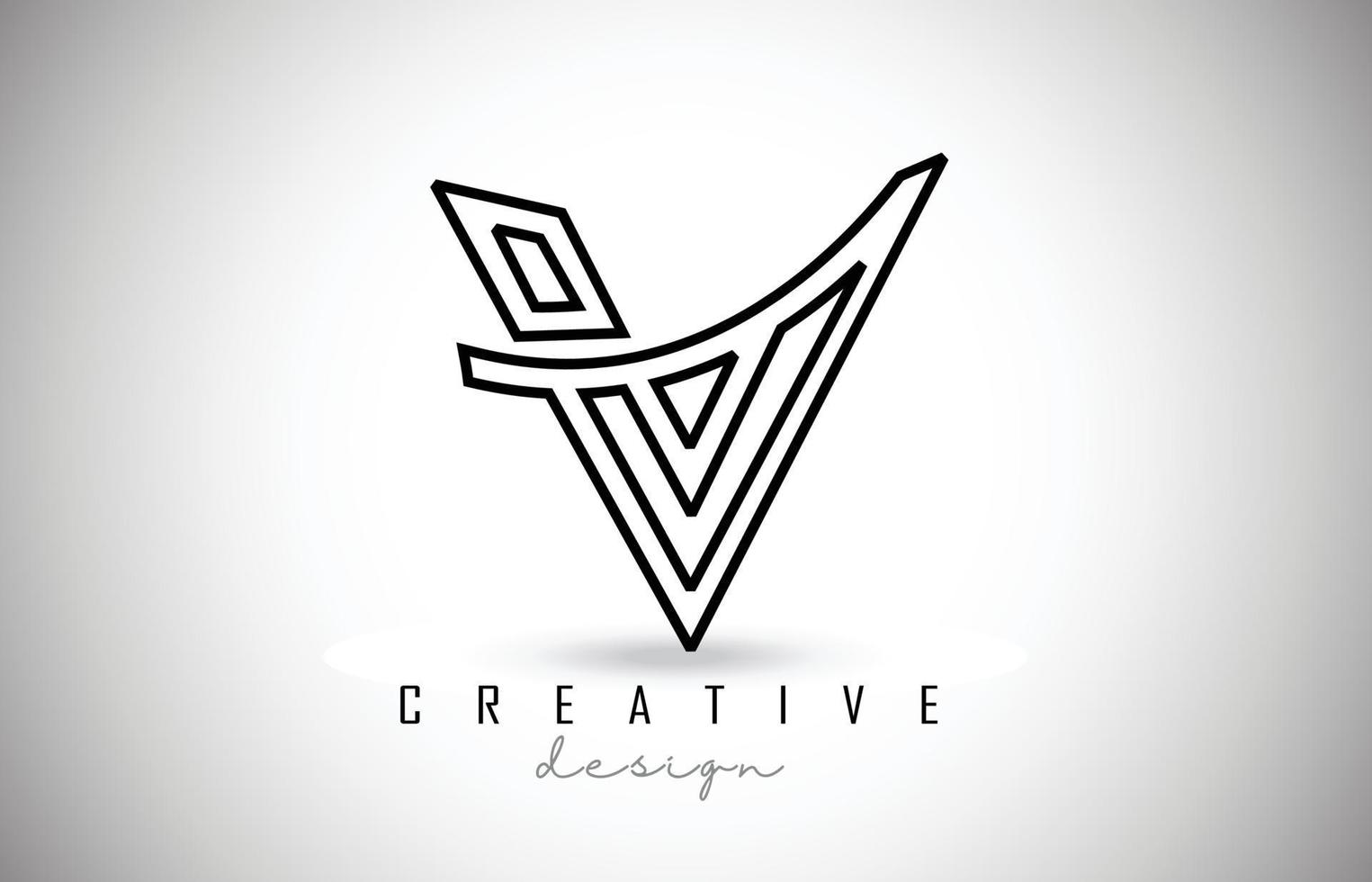 design de vetor de monograma de logotipo de letra v. ícone de letra v criativo com linhas pretas