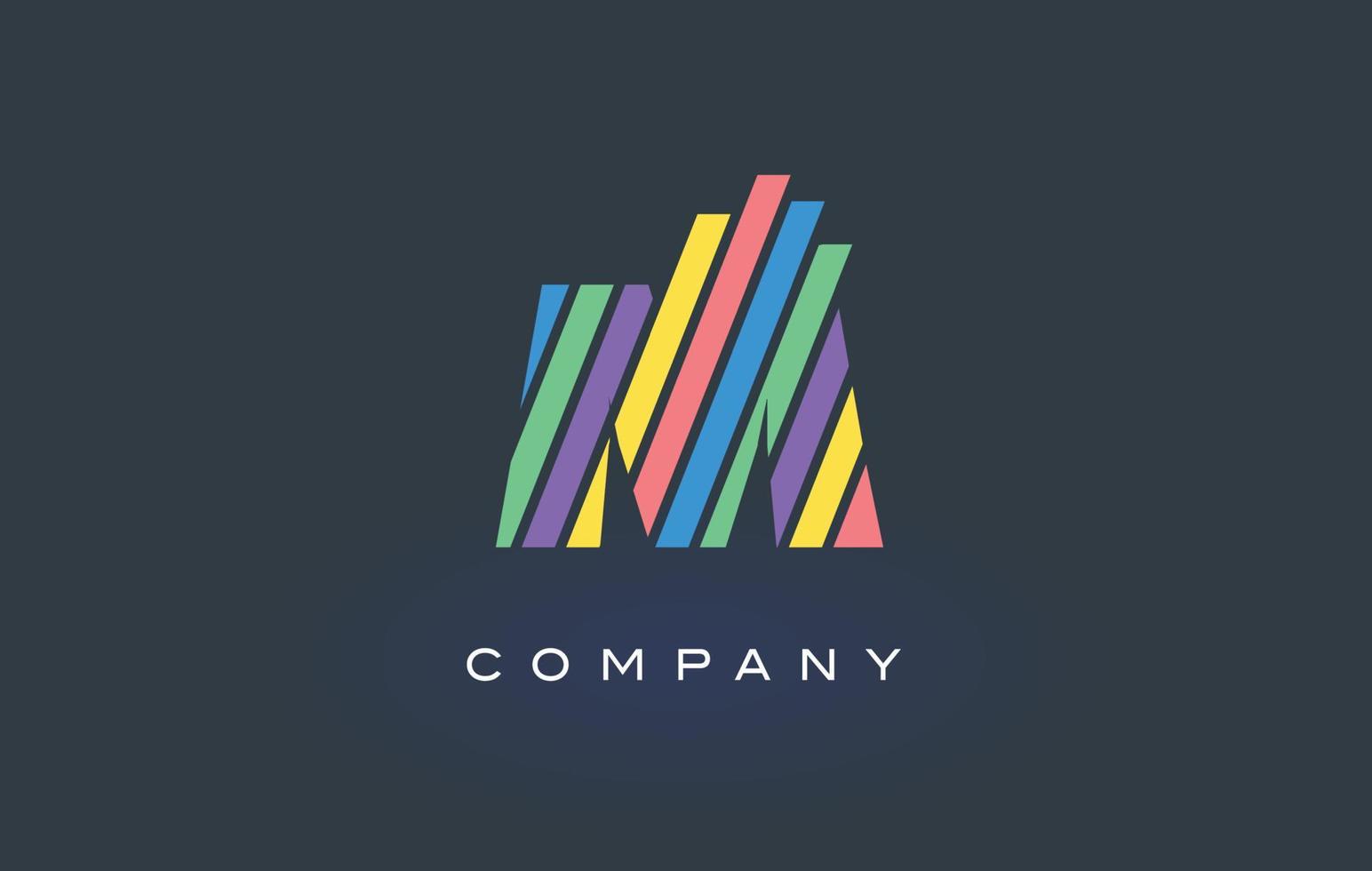 logotipo da letra m com vetor de design de linhas coloridas. ilustração do ícone da letra do arco-íris