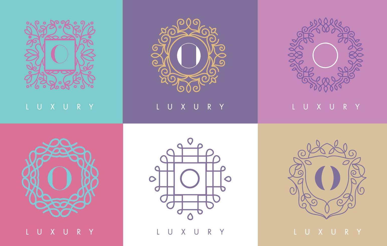 o design de logotipo de linhas de monograma floral pastel de carta. vetor