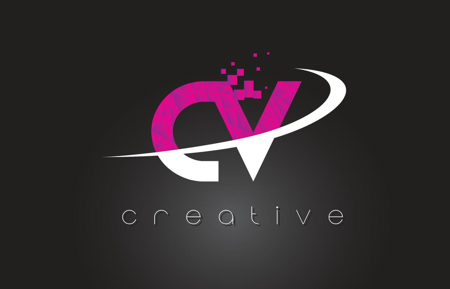 cv cv design de letras criativas com cores rosa branco vetor