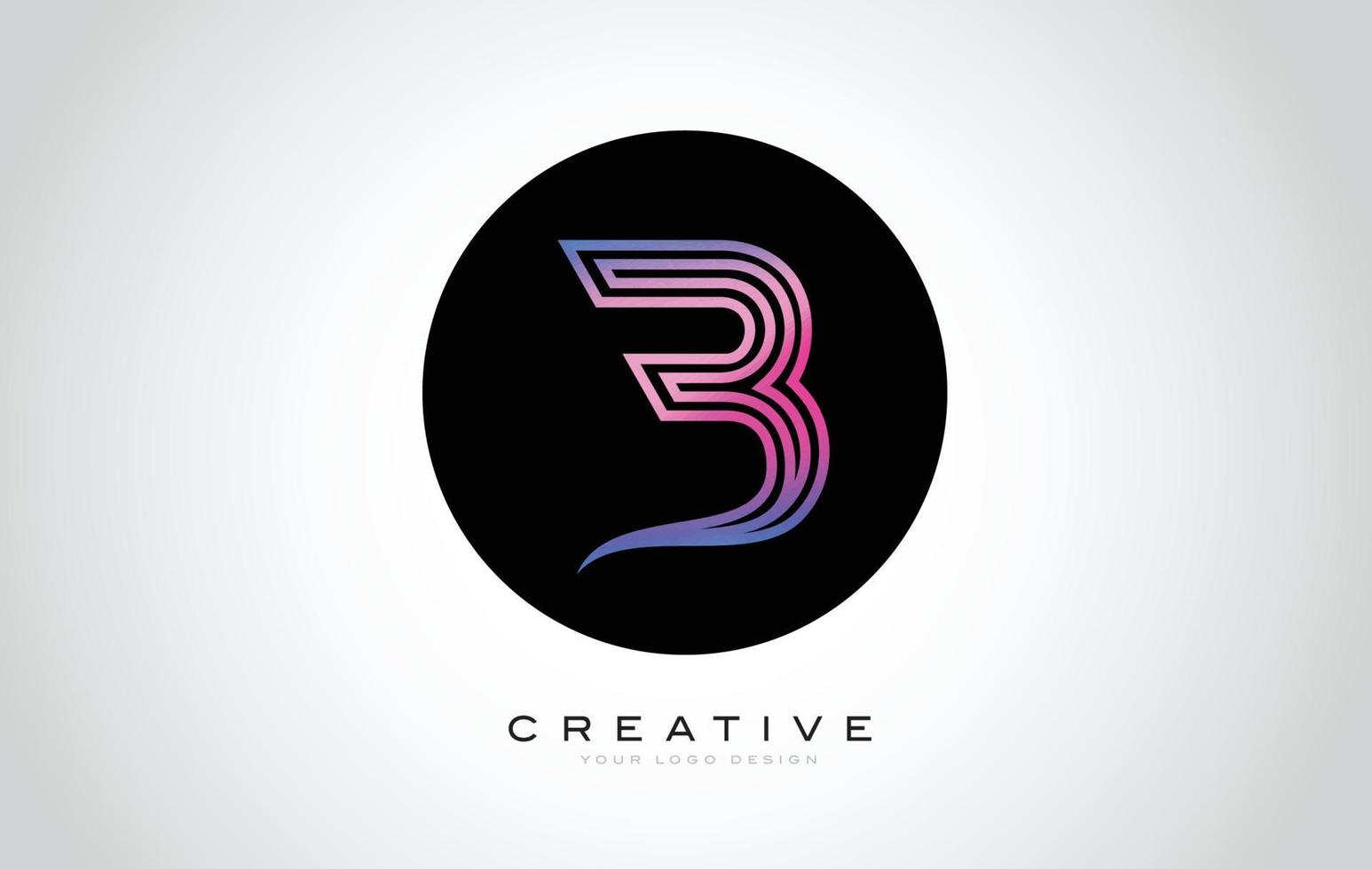 design do logotipo do monograma da letra b. ícone b moderno com design criativo lindo monograma preto roxo. vetor