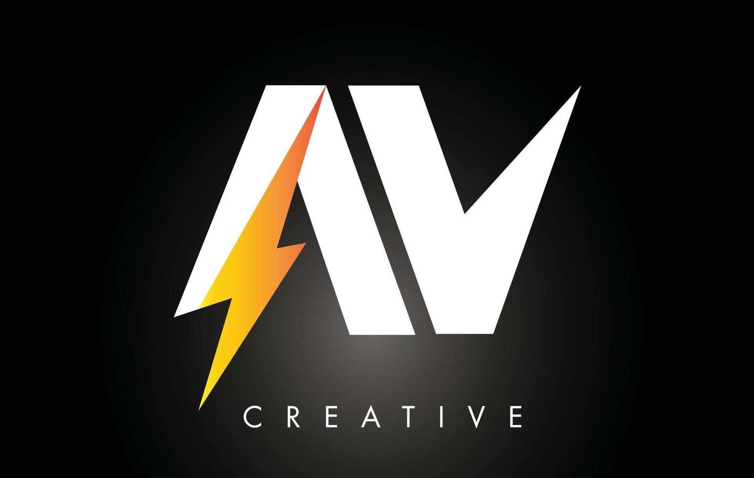 design de logotipo de letra av com iluminação thunder bolt. logotipo da carta do parafuso elétrico vetor