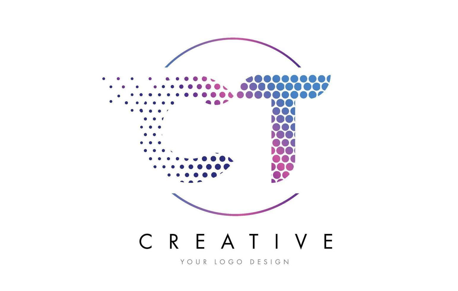 ct ct rosa magenta pontilhado letra bolha logo design vector