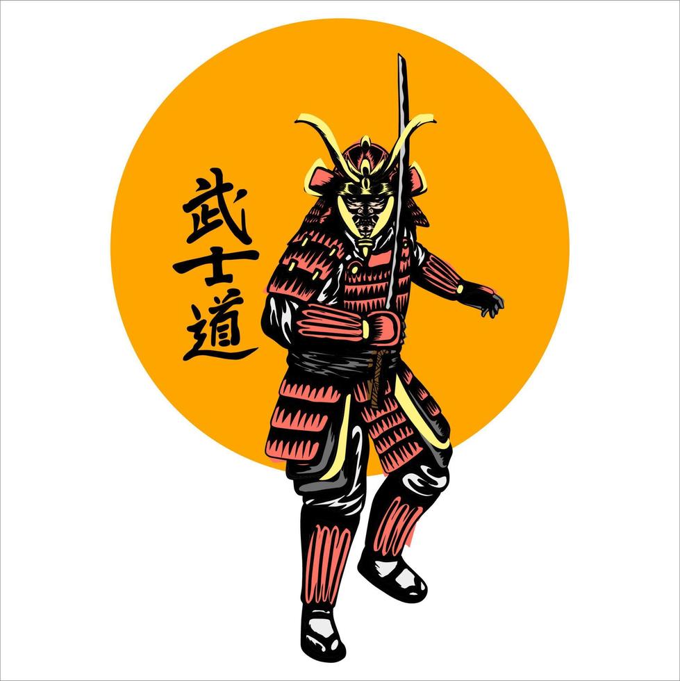 desenho de vetor de samurai antigo lendário japonês