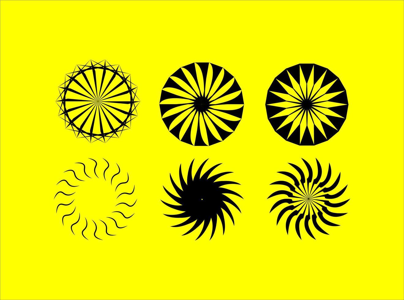 formas vetoriais círculo de sol preto e branco vetor
