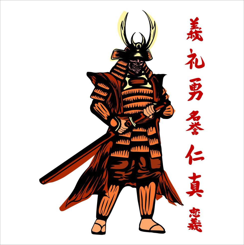 desenho de vetor de samurai antigo lendário japonês