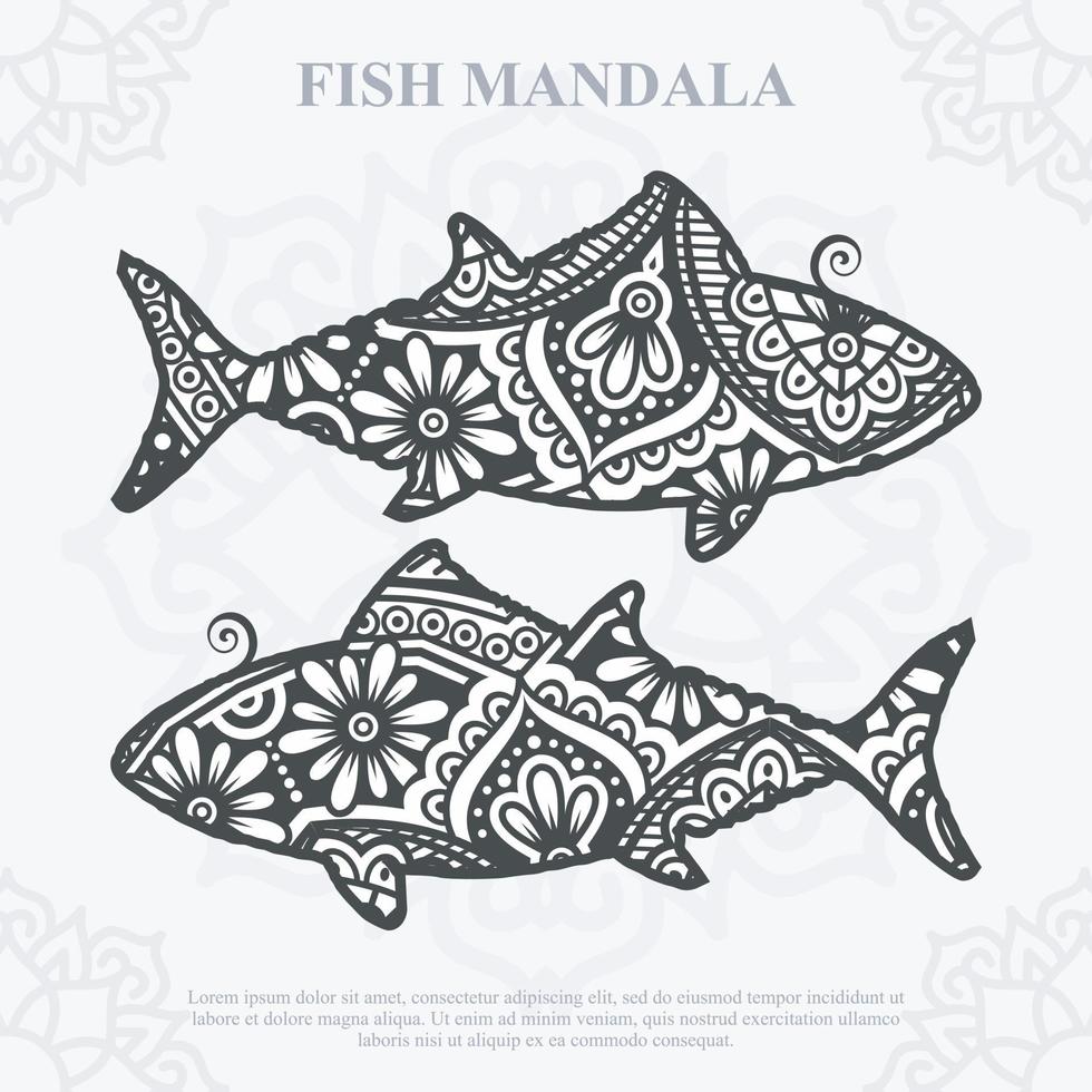 mandala de peixe. elementos do estilo boho. animais estilo boho desenhado. ilustração vetorial. vetor