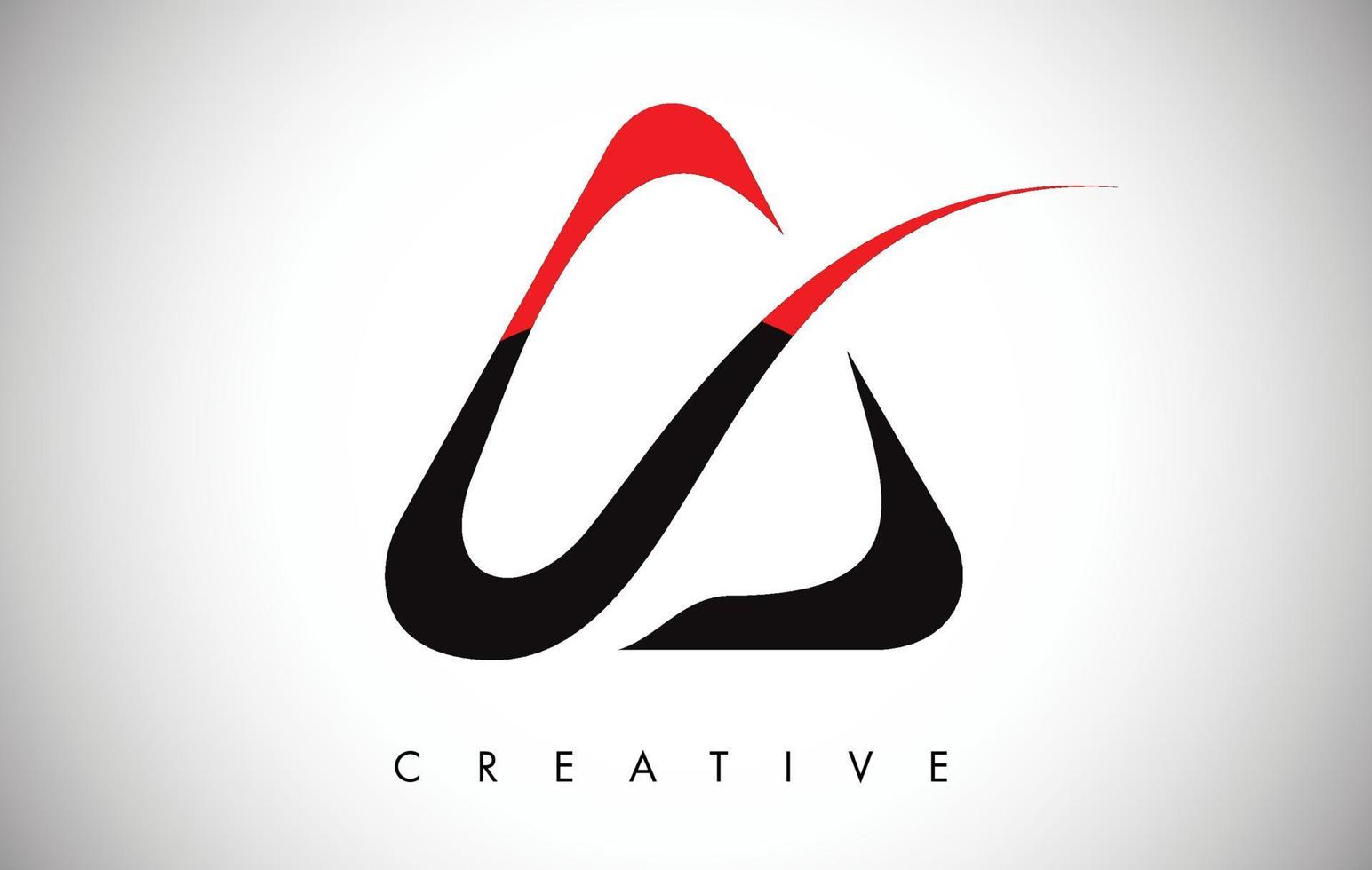 um logotipo de design moderno e moderno da letra swoosh preto vermelho. letra um logotipo de ícone com swoosh moderno. vetor