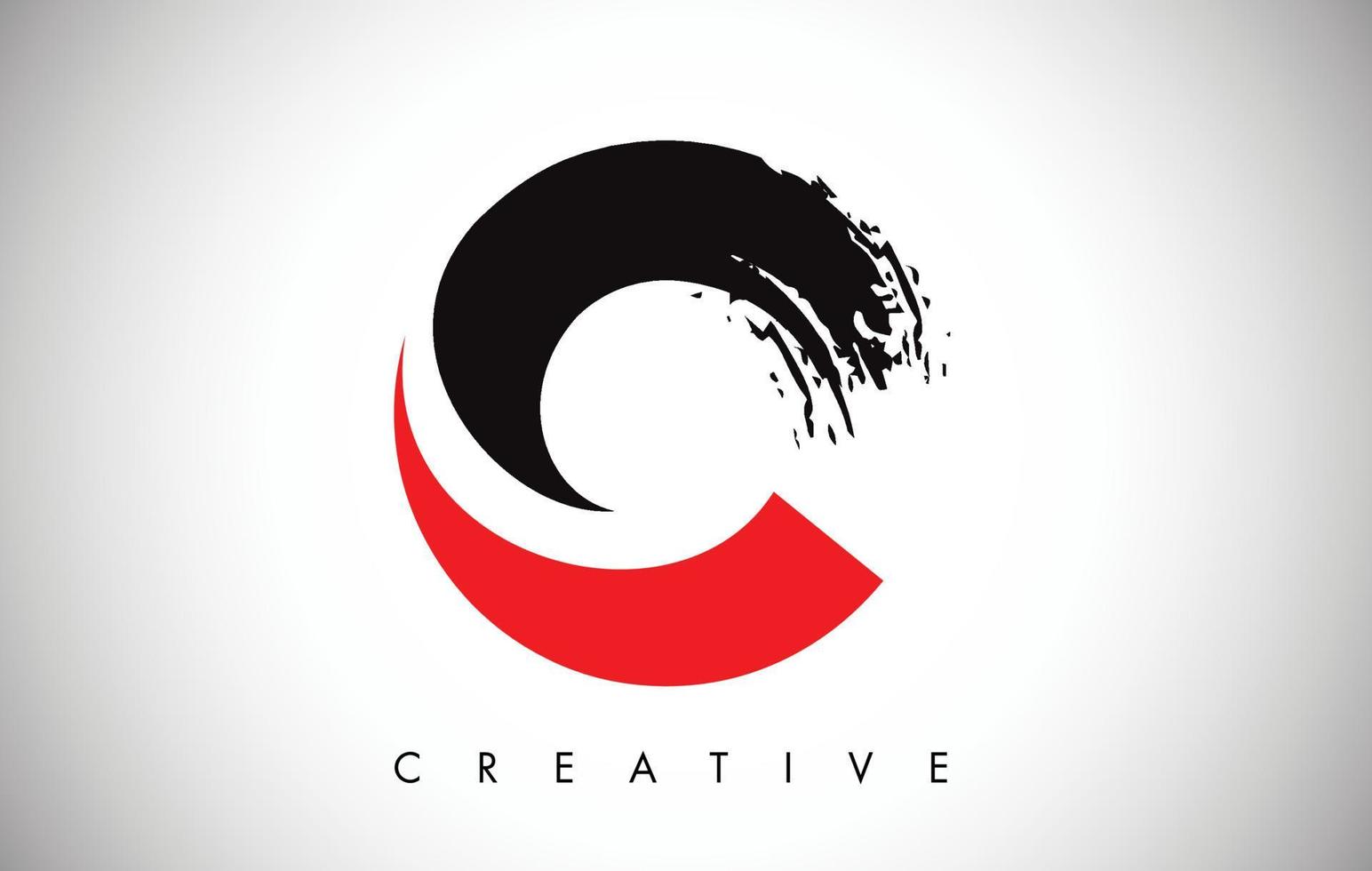 c logotipo do projeto da escova da moda moderna da letra preta vermelha. letra c ícone logotipo com pincel moderno vetor