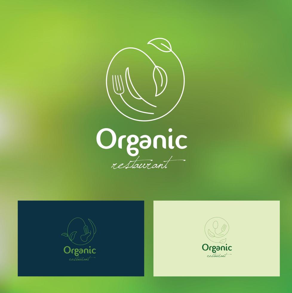 logotipo de restaurante vegano orgânico vetor