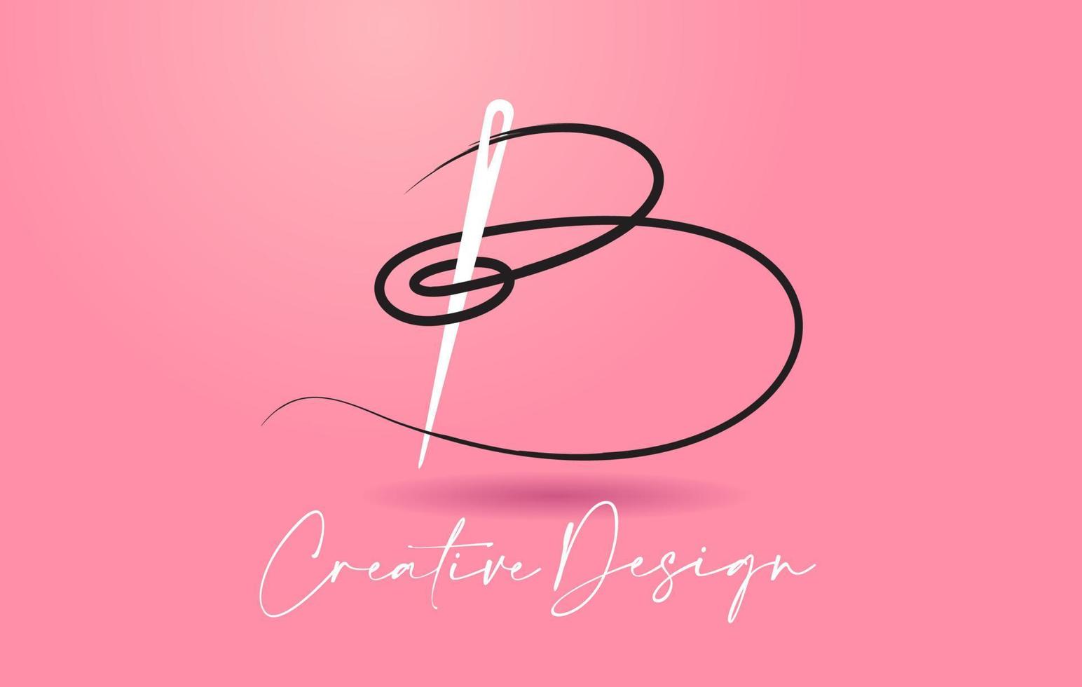 logotipo da letra b com vetor de conceito de design criativo de agulha e linha
