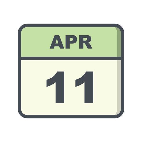 11 de abril Data em um calendário de dia único vetor